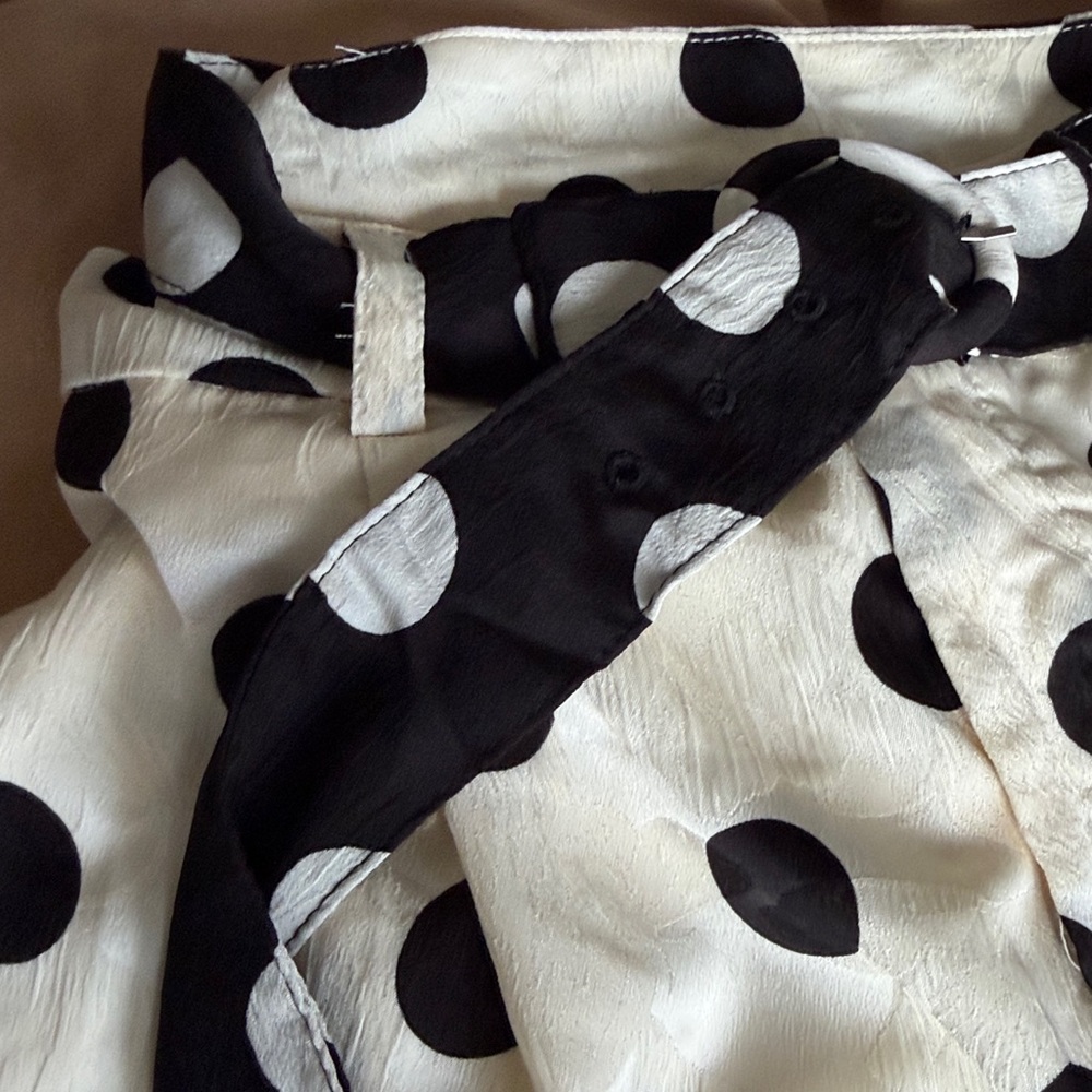 Polka Dot Wide-Leg Pants - Black on Cream - Picture 4 of 4